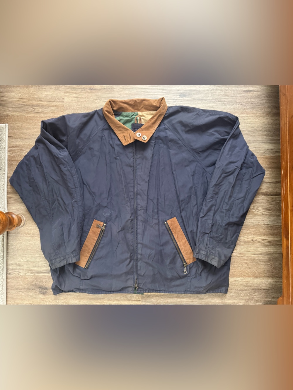 Vintage Paul Stuart Reversible Jacket Men’s L Cotton Nylon Genuine Leather Trim
